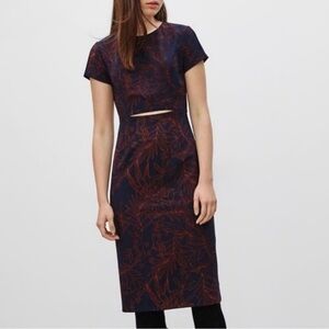 Babaton Aritzia Blue and Red Floral Prosper Cutout Dress